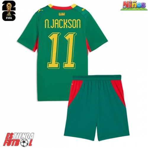 Senegal Nicolas Jackson #11 Segunda Equipación Niños Mundial 2026 Manga Corta (+ Pantalones cortos)